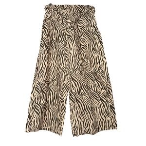 Cotton On Wide Leg Zebra Pants Womens 6 Linen Blend Boho Office Beach Casual Y2K